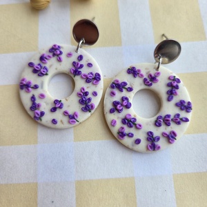 Cercei hoops cu lavanda - Artynos.ro
