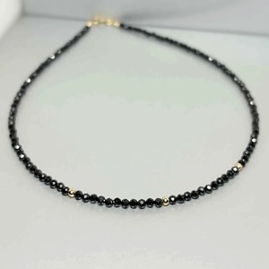 Colier turmalina neagra de 3 mm si aur filat de 14K - Artynos.ro
