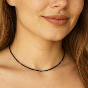 Colier turmalina neagra si aur filat de 14K, Bijuterii, Coliere, Coliere din margele, Altele, ARTYNOS