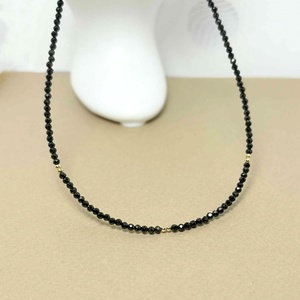 Colier turmalina neagra si aur filat de 14K - bijuterii - coliere - coliere din pietre semiprețioase - Artynos.ro