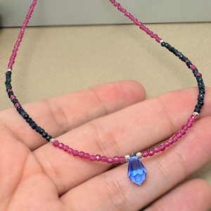 Colier safir, cristal si pandantiv Preciosa - bijuterii - coliere - coliere din pietre semiprețioase - Artynos.ro