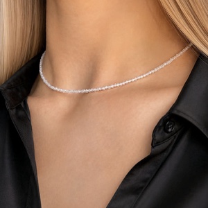 Colier minimalist cubic zirconia - Silver Stardust - bijuterii - coliere - coliere din pietre semiprețioase - Artynos.ro