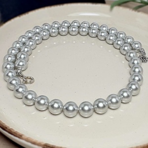 Colier perle scoică gri argintiu tip Mallorca - Silver Mist - bijuterii - coliere - coliere din pietre semiprețioase - Artynos.ro