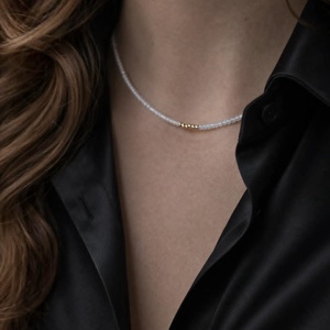 Colier cubic zirconia si aur filat de 14K - Diamond Dust - Artynos.ro
