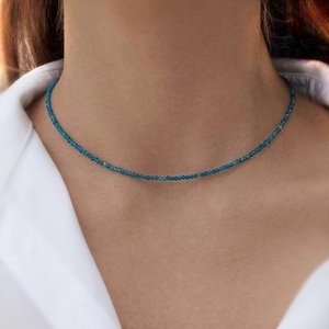 Colier minimalist din apatit fatetat - Ocean Whisper - Artynos.ro