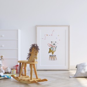 Decal de perete pentru camera copilului, poster artiști de circ, set unic personalizat de imagini cu animale, 3 bucăți -  - Artynos.ro