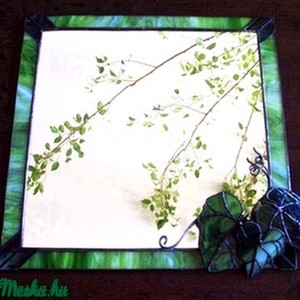 Oglindă de perete cu ambra (sticlă Tiffany verde) - casă & stil de viață - accesorii pentru decorat casa - oglinzi perete, oglinzi decor - Artynos.ro