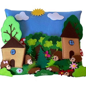Pernă de basm - Arici Balázs, Casă & Stil de viață, Echipament pentru camera copiilor, Pernă decor pentru copii, Broderie, Cusătură, ARTYNOS