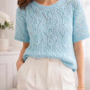 Bluza tricotată manual cu mohair și mătase Delicacy - îmbrăcăminte și modă - haine damă - tricou și top de damă - Artynos.ro