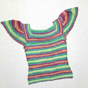 Tricou tricotat manual din bumbac Butterfly - Artynos.ro