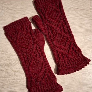 Manusi lungi fara degete tricotate manual din fir cu lana - Artynos.ro