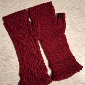 Mănuși lungi fără degete tricotate manual din fir cu lână - îmbrăcăminte și modă - eșarfe, pălării, fularuri - mănușă - Artynos.ro