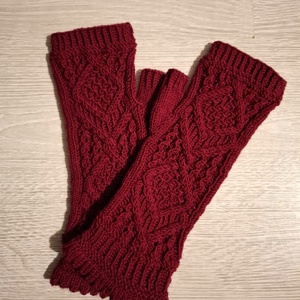 Mănuși lungi fără degete tricotate manual din fir cu lână - îmbrăcăminte și modă - eșarfe, pălării, fularuri - mănușă - Artynos.ro