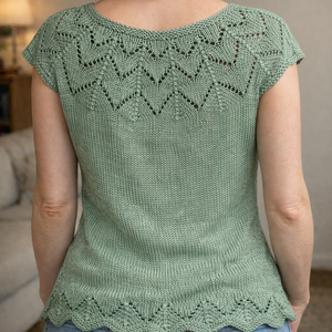 Top fără mâneci tricotat manual din bumbac Green Summer - îmbrăcăminte și modă - haine damă - tricou și top de damă - Artynos.ro