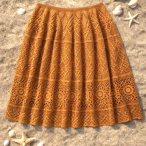 Fusta crosetata manual din bumbac Copper Summer, Imbracaminte si moda, Haine dama, Fusta dama, Crosetat, ARTYNOS