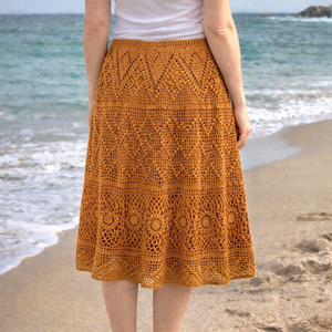 Fustă croșetată manual din bumbac Copper Summer - îmbrăcăminte și modă - haine damă - fustă damă - Artynos.ro