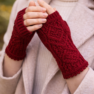 Manusi lungi fara degete tricotate manual din fir cu lana - Artynos.ro