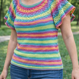 Tricou tricotat manual din bumbac Butterfly - Artynos.ro