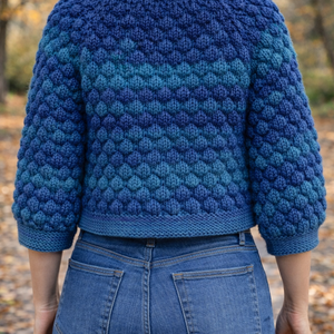 Jachetă tricotată manual din fir cu lână BOBBLE - îmbrăcăminte și modă - haine damă - hanorace, cardigane - Artynos.ro