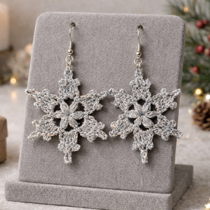 Cercei crosetati Fulg / Snowflake SE, Bijuterii, Cercei, Cercei crosetati, Crosetat, ARTYNOS