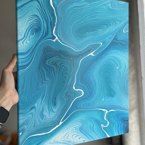 Tablou Valuri de Turcoaz - Turquoise Waves Painting - casă & stil de viață - accesorii pentru decorat casa - picturi murale - tablouri/picturi pe pânză - Artynos.ro