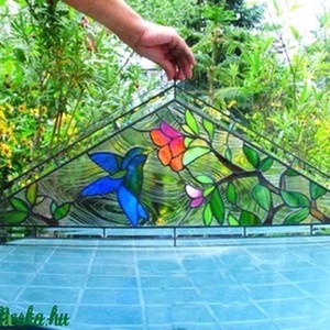 Inserție de fereastră Hummingbird în Tiffany - casă & stil de viață - accesorii pentru decorat casa - decorațiuni de geam și decorațiuni de ușă  - decor ferestre și autocolant pentru geam - Artynos.ro