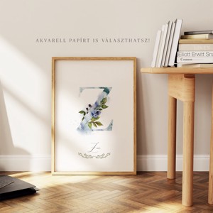 Litera Z, monogramă, imagine onomastică, decor, acuarelă, artă de perete, personalizată -  - Artynos.ro
