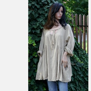 PAULA / nisip - tunică lagenlook design - îmbrăcăminte și modă - haine damă - tunică - Artynos.ro