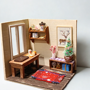 Dioramă miniatură Crăciun handmade - crăciun - cadouri de moș crăciun - cadouri de moș crăciun - Artynos.ro