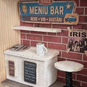 Dioramă miniatură Bar Retro Scînteia si Iris - accesorii nuntă - materiale decor pentru nuntă - decorațiuni pentru masa de nuntă  - Artynos.ro