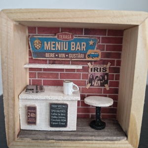 Dioramă miniatură Bar Retro Scînteia si Iris - accesorii nuntă - materiale decor pentru nuntă - decorațiuni pentru masa de nuntă  - Artynos.ro