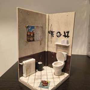 Macheta rustica in miniatura - WC public, Casa & Stil de viata, Decoratiuni de casa, Decoratiuni de masa si rafturi, Decoratiuni de masa, Prelucrarea lemnului, ARTYNOS
