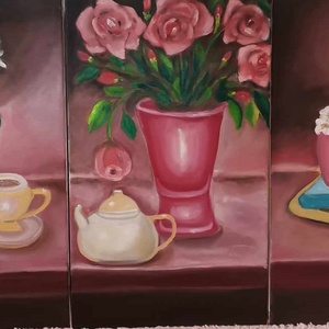Flori în vaza , Arte vizuale și accesorii , Picturi, Pictură acrilică, Pictură, ARTYNOS
