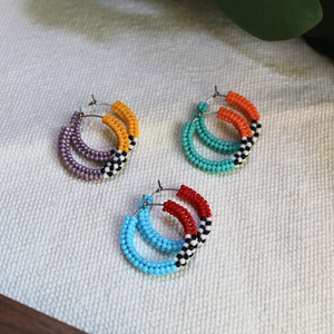 Cercei Loop - Turcoaz/Portocaliu - bijuterii - cercei - cercei hoops - Artynos.ro