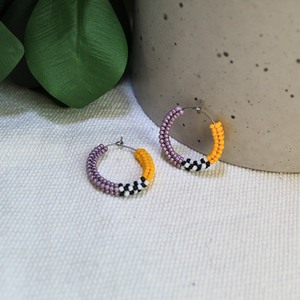 Cercei Loop - Lavanda/Galben, Bijuterii, Cercei, Cercei Hoops, Confectionarea bijuteriilor, Cusatura, ARTYNOS