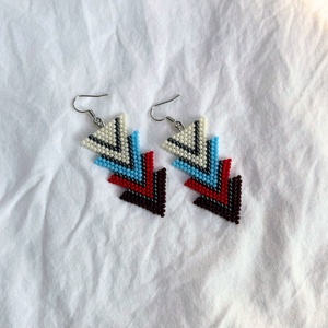 Cercei Mistral - Albastru/Rosu - bijuterii - cercei - cercei din mărgele - Artynos.ro