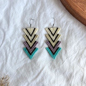 Cercei Mistral - Lavanda/Turcoaz, Bijuterii, Cercei, Cercei din margele, Confectionarea bijuteriilor, Cusatura, ARTYNOS