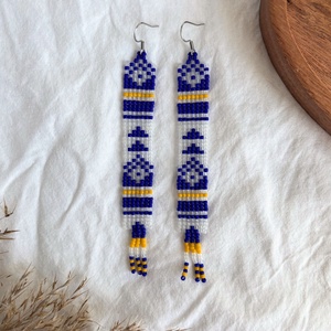 Cercei Axis - Albastru, Bijuterii, Cercei, Cercei din margele, Confectionarea bijuteriilor, Cusatura, ARTYNOS