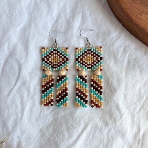 Cercei Sienna, Bijuterii, Cercei, Cercei din margele, Confectionarea bijuteriilor, Cusatura, ARTYNOS