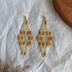 Cercei Vivelle - Caramel, Bijuterii, Cercei, Cercei din margele, Confectionarea bijuteriilor, Cusatura, ARTYNOS