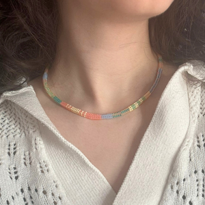 Colier Mozaic - Pastel, Bijuterii, Coliere, Coliere din margele, Confectionarea bijuteriilor, Cusatura, ARTYNOS