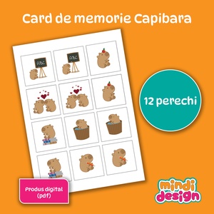 Card de memorie Capibara - digital (pdf), Jucarii si echipamente pentru copii, Jocuri de gandire, Jocuri de memorie, Fotografie, grafica, desen, ilustratie, ARTYNOS