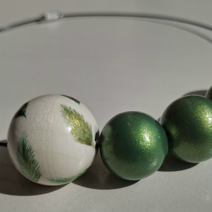 Colier handmade verde metalizat cu auriu, Bijuterii, Coliere, Coliere din margele, , ARTYNOS