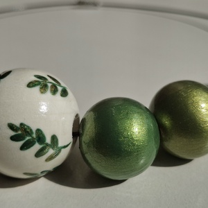 Colier handmade verde cu auriu, Bijuterii, Coliere, Coliere din margele, Pictura, ARTYNOS