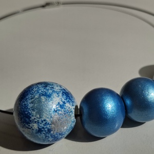 Colier handmade albastru cu argintiu, Bijuterii, Coliere, Coliere din margele, Pictura, ARTYNOS