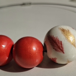 Colier handmade rosu cu auriu, Bijuterii, Coliere, Coliere din margele, Pictura, ARTYNOS