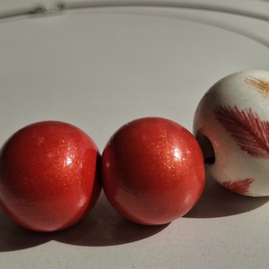 Colier handmade rosu cu auriu - bijuterii - coliere - coliere din mărgele - Artynos.ro