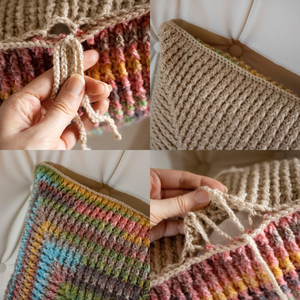 Fata de perna crosetata cu doua fete de 40x40cm.Una dintre fete este din fir acrilic multicolor, iar cealalta monocroma. - casă & stil de viață - textile de casă - perne - Artynos.ro