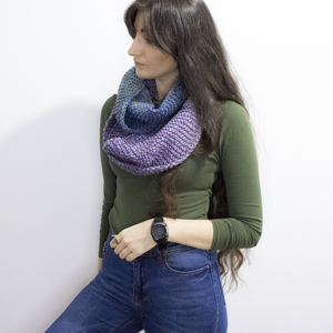 Fular tip infinity tricotat manual din fir acrilic premium multicolor - îmbrăcăminte și modă - eșarfe, pălării, fularuri - eșarfe - Artynos.ro