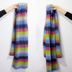 Fular/sal mare tricotat manual din fir de lana si acrilic multicolor - îmbrăcăminte și modă - eșarfe, pălării, fularuri - eșarfe - Artynos.ro